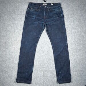The Unbranded Brand Denim Mens 34 Blue UB221 Tapered Raw Selvedge Heavyweight